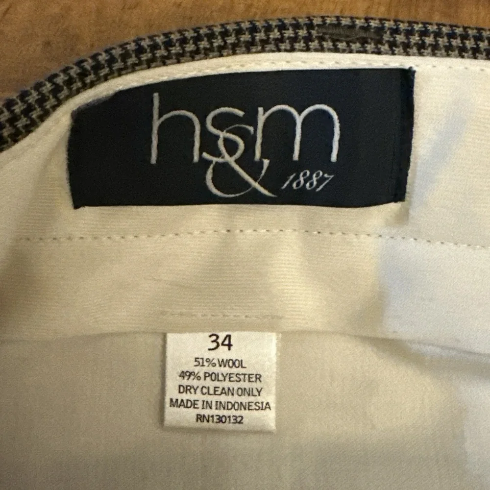 Hart Schaffner Marx Mens Dress‎ Pants 34R (36x29) Houndstooth Pleated 100% Wool